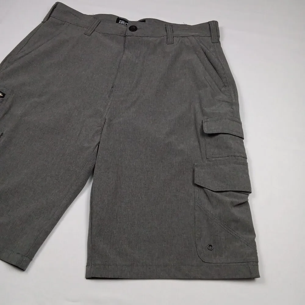 Iron Co Mens Size 32 Hybrid Cargo Shorts Stretch Quick Dry Gray Utility